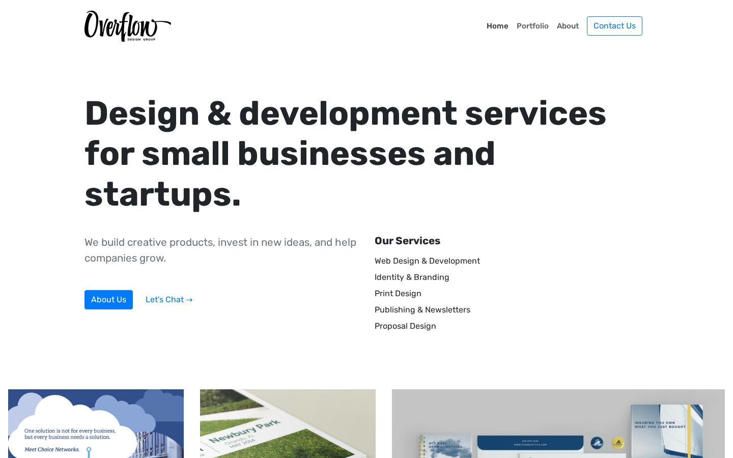 Overflow Design Group homepage screenshot