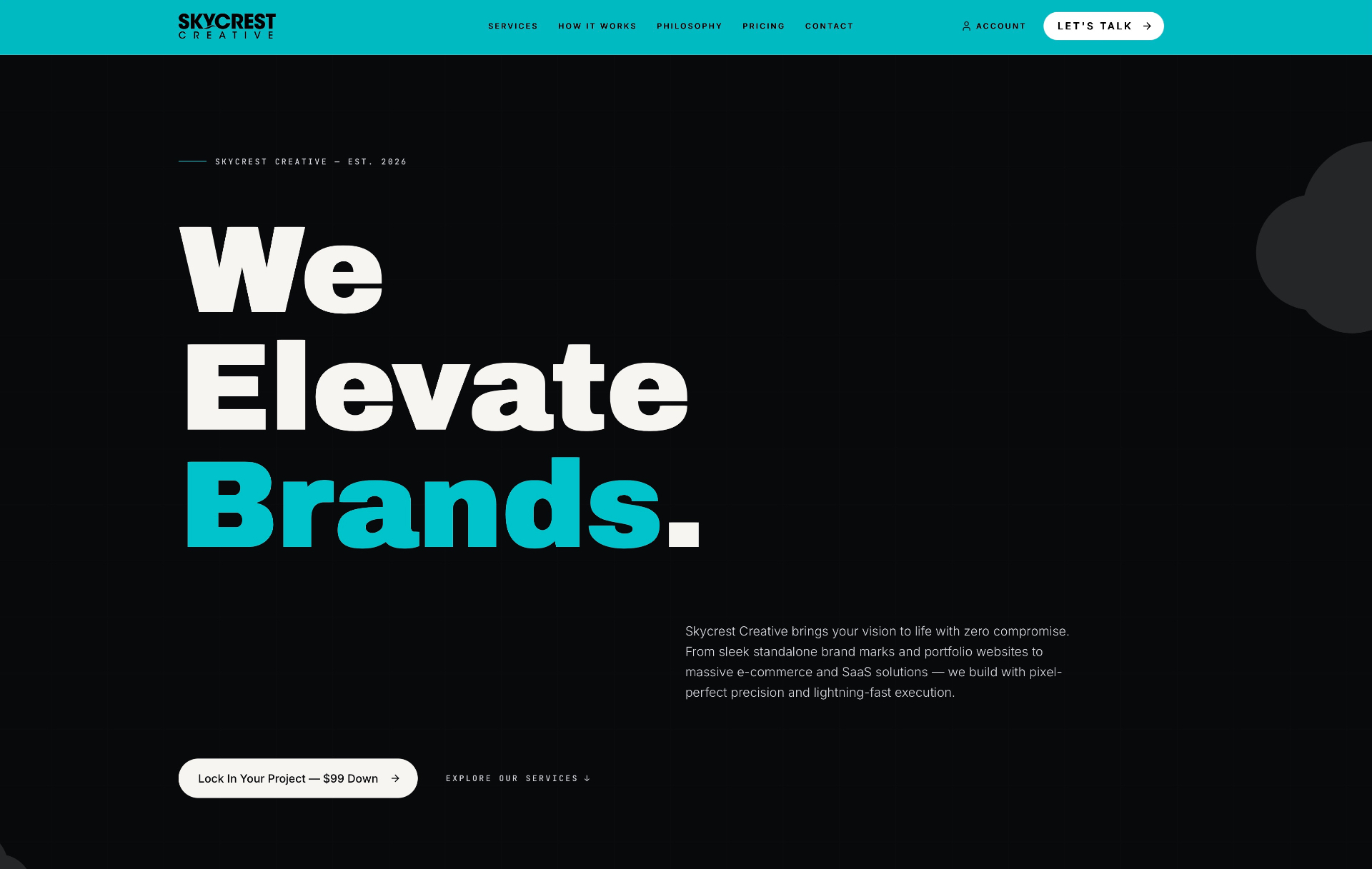 Skycrest Creative homepage screenshot