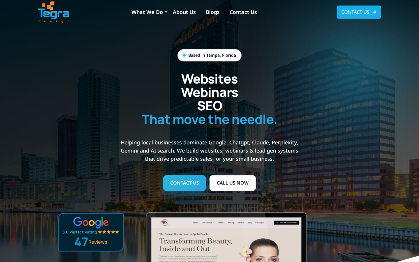 Tegra Design homepage screenshot